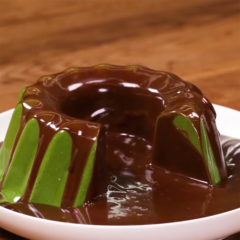 Bước 6 Thành phẩm Pudding trà xanh sốt socola